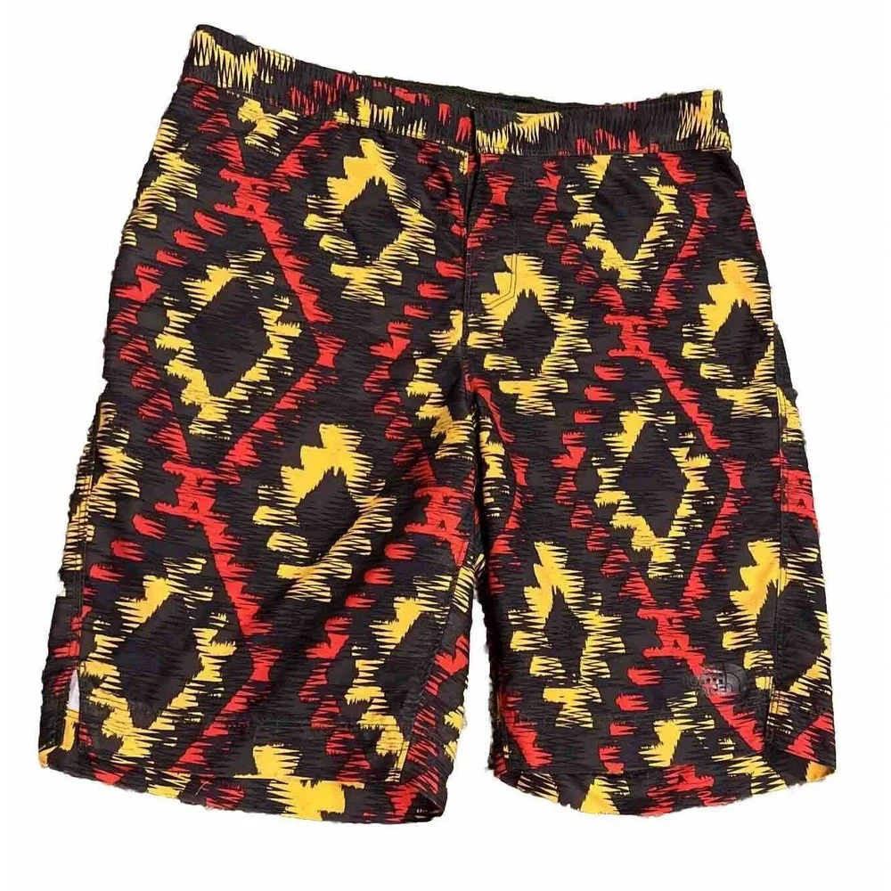 The North Face‎ Shorts Boys XL Red AZTEC Board Shorts Swim Trunks
